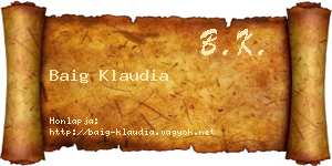 Baig Klaudia névjegykártya